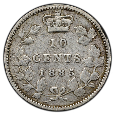 SOLD Canada 1885 10 Cents Dime Silver Coin - Fine (scratches)
