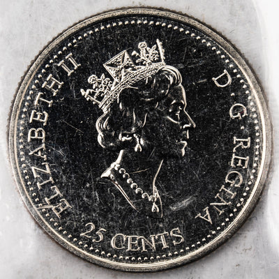 Canada 2000 Millennium Mule 25 Cents Quarter Error Coin - ICCS MS-63