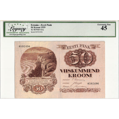 Estonia 1929 50 Fifty Krooni Note P #65a - Legacy EF-45
