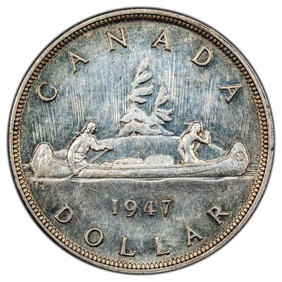 SOLD Canada 1947 Pointed 7 $1 Silver Dollar Coin - EF