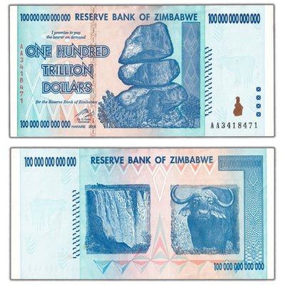 SOLD Zimbabwe 2008 100 Trillions Dollars Note P #91 - Circulated