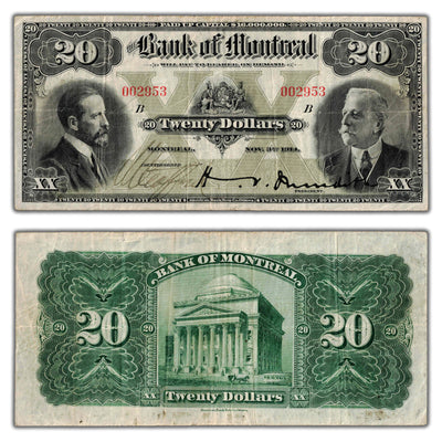 $20 1914 Bank of Montreal Canada Chartered Note CH #505-54-10 - VF
