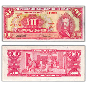 SOLD Brazil ND (1965) 5000 Cruzeiros Note P #182A