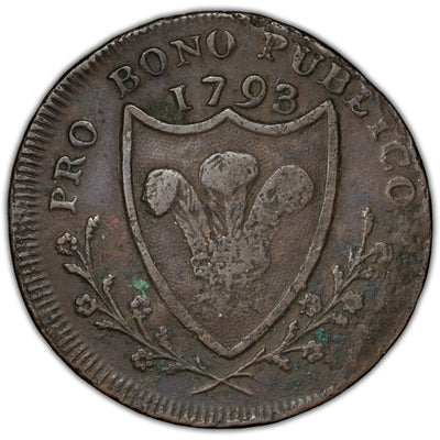 South Wales 1793 1/4d Farthing Token D&H #26