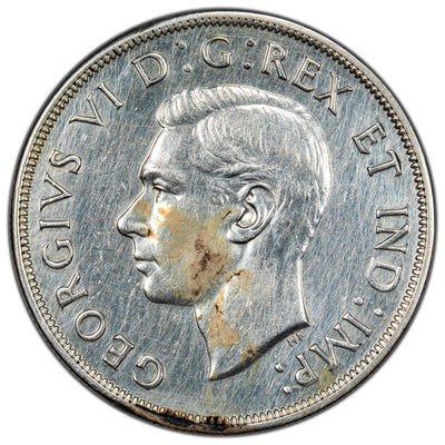 SOLD Canada 1947 Pointed 7 Quad HP $1 Silver Dollar Coin - Cleaned