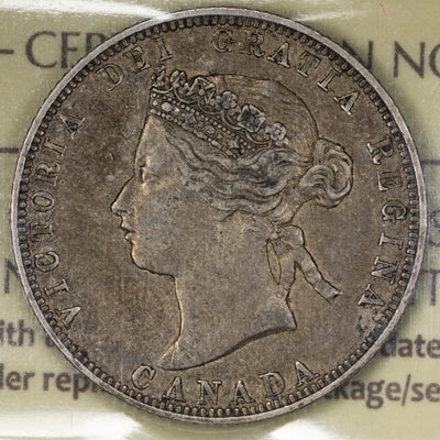 SOLD Canada 1870 Obv 1 25 Cents Quarter Silver Coin - ICCS VF-30