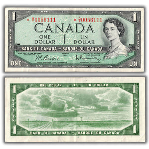SOLD $1 1954 Bank of Canada Note *O/Y Replacement Prefix BC-37bA - VF/EF
