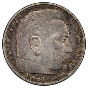 SOLD Germany 1935 5 Five Mark Silver Coin