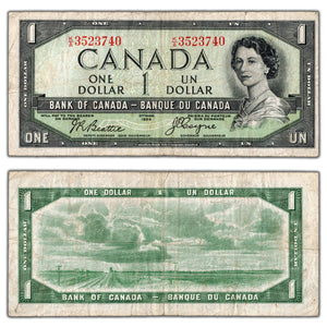 SOLD $1 1954 Bank of Canada Note Devil Face N/A Prefix BC-29b - F/VF