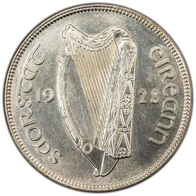 Ireland 1928 1/2 Half Crown Silver Coin - Hairlines