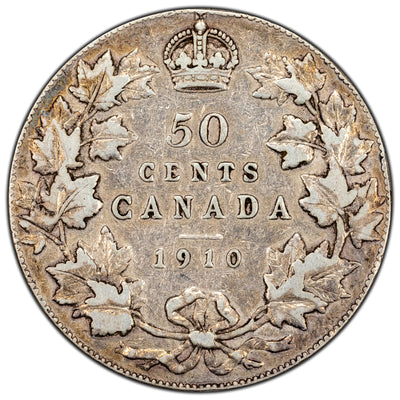 SOLD Canada 1910 Victorian Leaves 50 Cents Half Dollar Silver Coin - VF-20