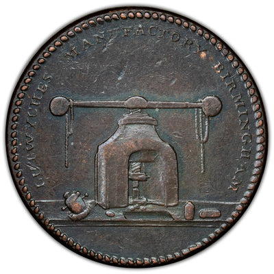 Great Britain Birmingham N.D (1791-7) Lutwyche 1/4d Farthing Token D&H #482