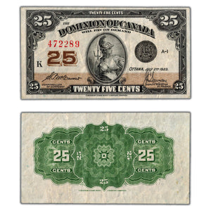 SOLD 25 Cents 1923 Dominion of Canada Note Shinplaster DC-24c - VF