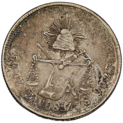 Mexico 1878 Zacatecas 50 Centavos Silver Coin