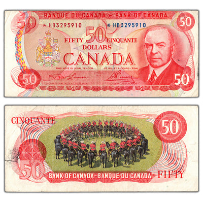 SOLD $50 1975 Bank of Canada Note *HB Replacement Prefix BC-51aA - Circulated