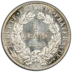 France 1881 A One Franc SIlver Coin - Choice Uncirculated