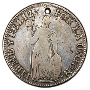 SOLD Peru 1836 Cuzco Mint 4 Reales Silver Coin KM #151 - Holed