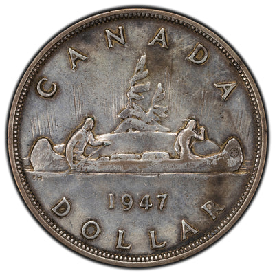 SOLD Canada 1947 Pointed 7 $1 Silver Dollar Coin - Cleaned