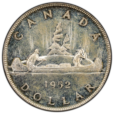 Canada 1952 No Waterlines $1 Silver Dollar Coin - Choice Uncirculated