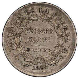 SOLD Bolivia 1890 20 Twenty Centavos Silver Coin