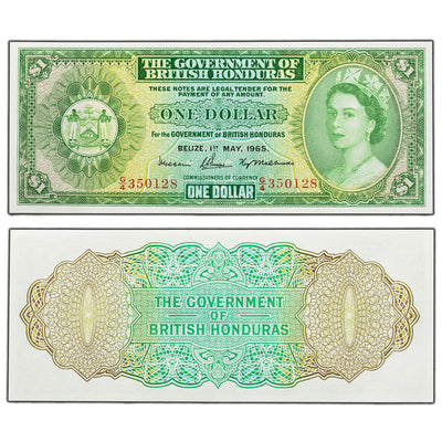 SOLD British Honduras 1965 $1 One Dollar Note P #28b - Choice UNC