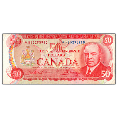SOLD $50 1975 Bank of Canada Note *HB Replacement Prefix BC-51aA - Circulated