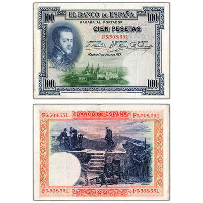 SOLD Spain 1925 100 Pesetas Note P #69c - VF+