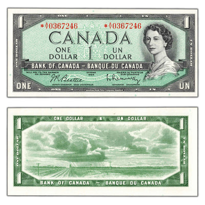 $1 1954 Bank of Canada Note *A/Y Replacement Prefix BC-37bA - UNC