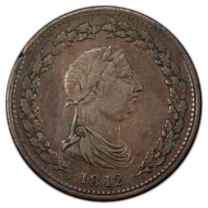 SOLD Lower Canada 1812 1d One Penny Token LC-47B1 - Very Fine +
