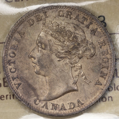 SOLD Canada 1900 25 Cents Quarter Silver Coin - ICCS AU-50