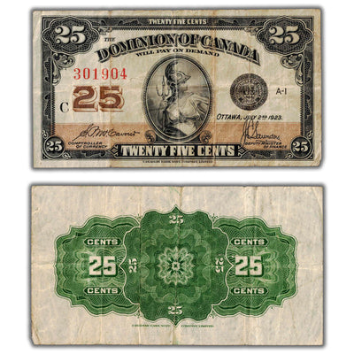 25 Cents 1923 Dominion of Canada Shinplaster Note DC-24c - F/VF