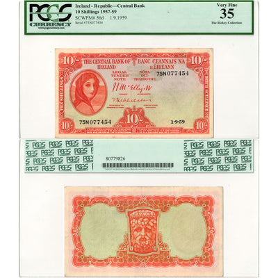Ireland 1959 10 Ten Shillings Note P #56d - PCGS VF-35