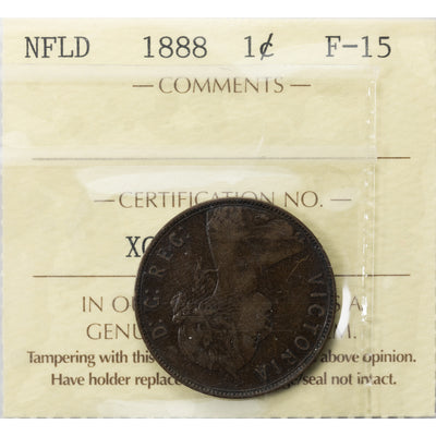 SOLD Newfoundland 1888 1 Cent Coin - ICCS F-15