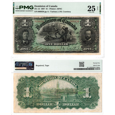 $1 1897 Dominion of Canada Note Courtney DC-12 - PMG VF-25 Net