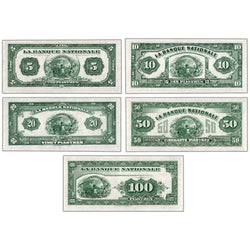 $5-100 1922 La Banque Nationale Canada 5-Note Specimen Set