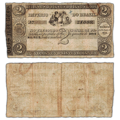 SOLD Brazil Thesouro Nacional 1833 2 Mils Reis Note