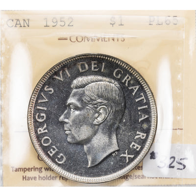 SOLD Canada 1952 NWL $1 Silver Dollar Coin - ICCS Proof-Like PL-65