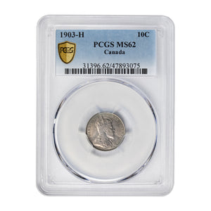 SOLD Canada 1903-H 10 Cents Dime Silver Coin - PCGS MS-62