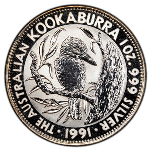 SOLD Australia 1991 $5 1oz .999 Fine Silver Kookaburra - In Capsule