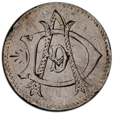 SOLD Canada Victoria (1870-1901) 50 Cents Silver Coin - Love Token "DAD" - Ex. Jewelry