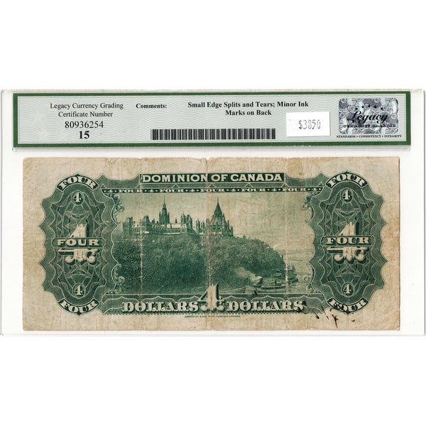 SOLD $4 1900 Dominion of Canada Note DC-16 - Legacy F-15 - The Toronto ...