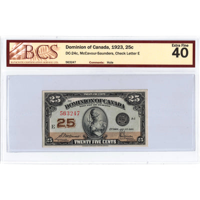 SOLD 25 Cents 1923 Dominion of Canada Shinplaster Note DC-24c - BCS EF-40