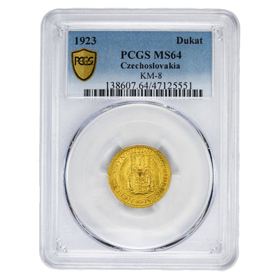 SOLD Czechoslovakia 1923 Ducat Gold Coin KM #8 - PCGS MS-64