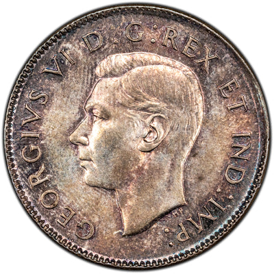 Canada 1945 25 Cents Quarter Silver Coin - MS-60