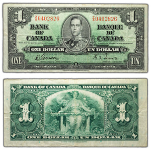 SOLD $1 1937 Bank of Canada Note Gordon-Towers Z/A Prefix BC-21c - VF
