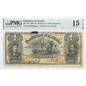 SOLD $1 1898 Dominion of Canada Note Series Q DC-13c - PMG F-15 Ink