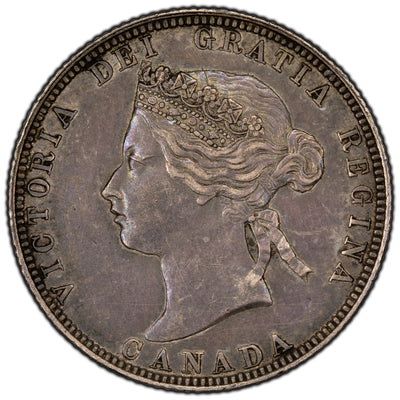 SOLD Canada 1870 Obv 1 25 Cents Quarter Silver Coin - EF-45