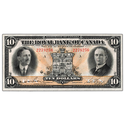 SOLD $10 1927 Royal Bank of Canada Chartered Note #630-14-08 - VF/EF