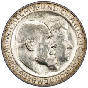 SOLD Germany Württemberg 1911 F 3 Mark Silver Coin