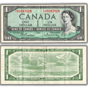 SOLD $1 1954 Bank of Canada Note *A/F Replacement Prefix BC-37bA-i - Ink/Marker